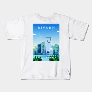 Riyadh, Saudi Arabia - Retro travel minimalist poster Kids T-Shirt